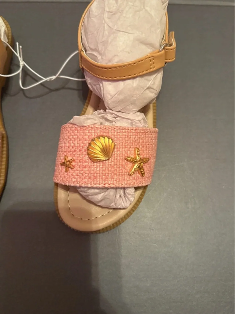 Gymboree Pink and Tan Shell-Accent Girls Sandals